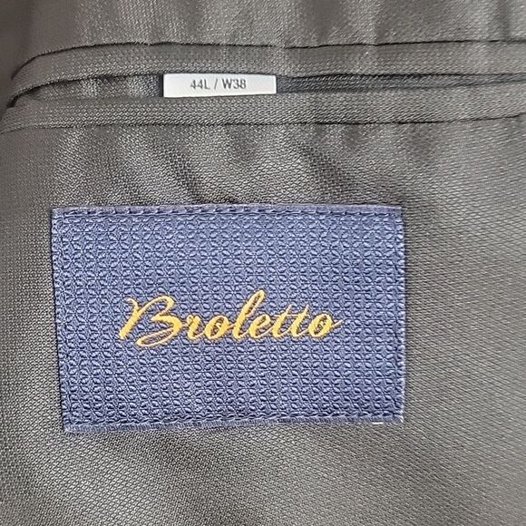 Broletto classic fit suit jacket 100% luxury wool - grey Men's Size 44L - Picture 9 of 14